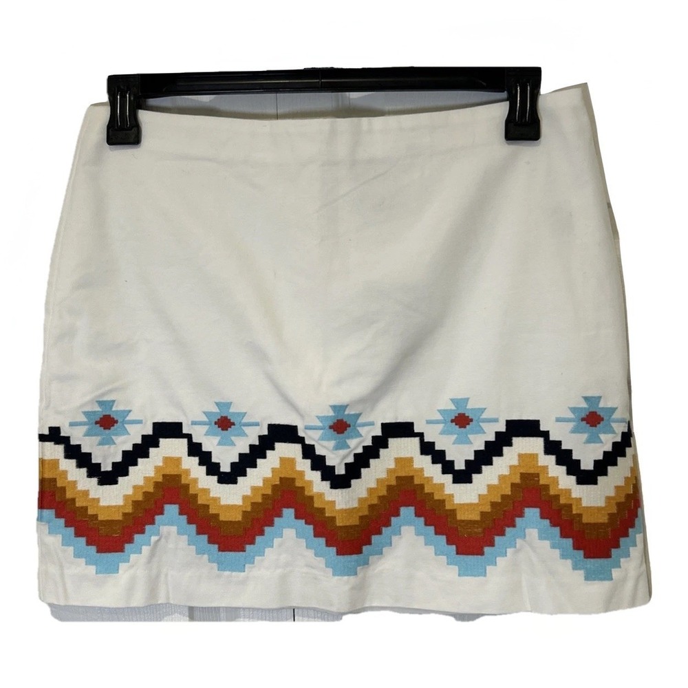 Ariat Womens Skirt  Sz 8 White Chahta  Western Rodeo Embroidered Aztec NWT
